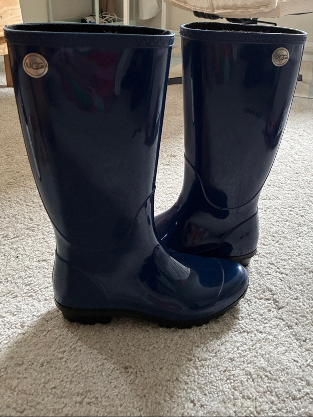 UGG Glossy Navy Tall Waterproof Rain Boots